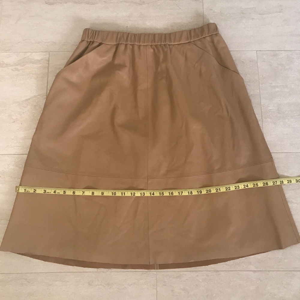 Camel/beige leather a line skirt